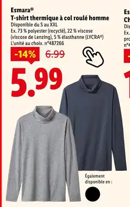 Lidl Esmara T-shirt thermique à col roulé homme offre