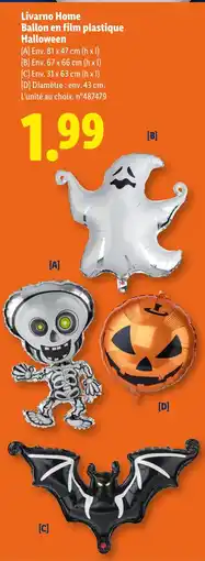 Lidl LIVARNO HOMZ Ballon en film plastique Halloween [A] offre
