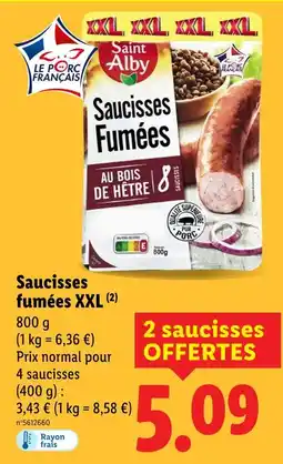 Lidl SAINT ALBY Saucisses Fumées XXL offre