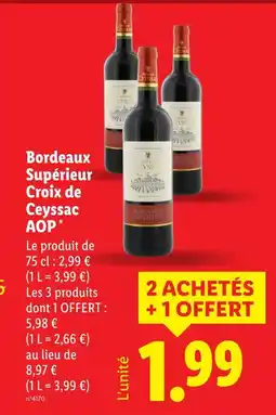 Lidl Croix de Ceyssac Bordeaux Supérieur AOP offre