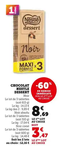U Express NESTLE Chocolat dessert offre