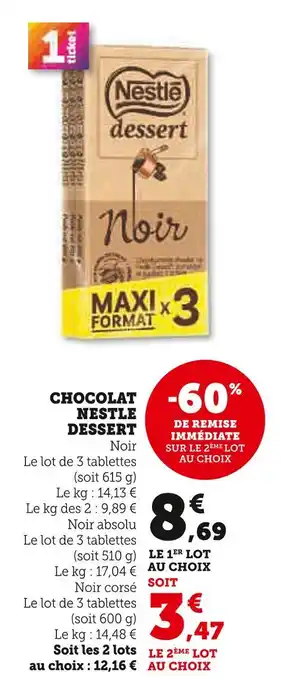 U Express NESTLE Chocolat dessert offre
