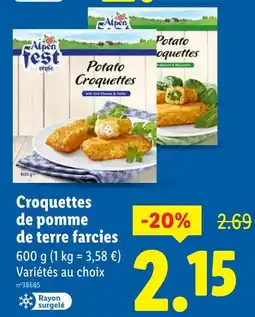 Lidl Alpen Fest Croquettes de pomme de terre farcies offre