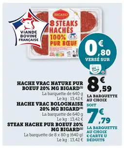 U Express Bigard Haché vrac nature pur boeuf 20% MG offre