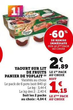 U Express Yoplait Yaourt sur lit de fruits offre