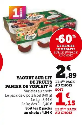U Express Yoplait Yaourt sur lit de fruits offre