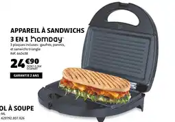Gifi HOMDAY Appareil à sandwiches 3 en 1 offre