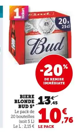 U Express BUD Bière Blonde 5° offre