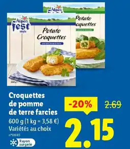 Lidl Croquettes de pomme de terre farcies offre