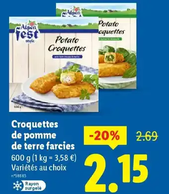 Lidl Croquettes de pomme de terre farcies offre