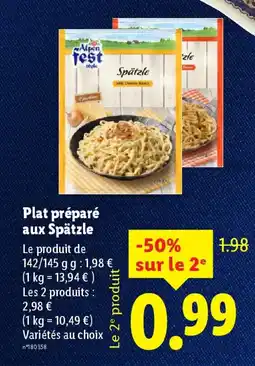 Lidl Plat préparé aux Spätzle offre