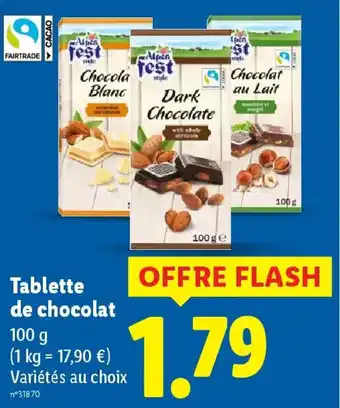 Lidl Tablette de chocolat offre