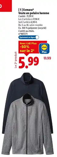 Lidl ESMARA Veste en polaire homme offre