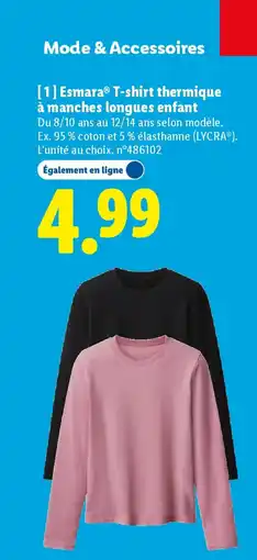 Lidl ESMARA T-shirt thermique à manches longues enfant offre