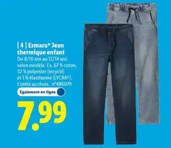 Lidl ESMARA Jean thermique enfant offre