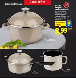 Lidl Ernesto Récipient de cuisine émaillé offre