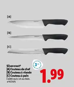 Lidl SILVERCREST Couteau de chef Couteau à viande Couteau a pain offre