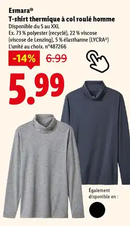 Lidl ESMARA T-shirt thermique à col roulé homme Disponible du S au XXL offre