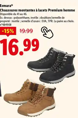 Lidl ESMARA haussures montantes à lacets Premium homme offre