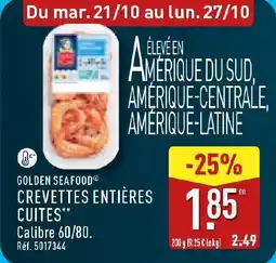ALDI Golden seafood crevettes entières cuites offre