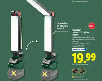 Lidl PARKSIDE Lampe LED à pince sans fil offre
