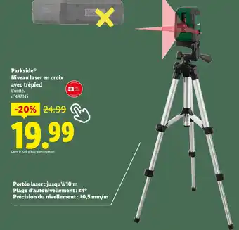 Lidl PARKSIDE Niveau laser en croix avec trépied offre