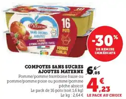 U Express Compotes sans sucres ajoutes materne offre