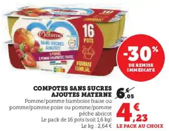 U Express MATERNE Compotes sans sucres ajoutes offre