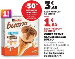 U Express KINDER Beuno Cones creme glacee offre