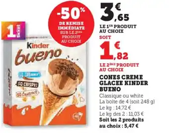 U Express KINDER Beuno Cones creme glacee offre