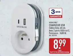 ALDI Workzone chargeur usb offre