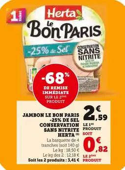 U Express Herta Le Bon Paris -25% de Sel Conservation Sans Nitrite offre