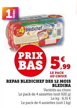 U Express Blédina Repas Bledichef des 12 mois offre