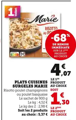 U Express Marie Plats Cuisinés Surgelés Risotto Poulet Champignons offre