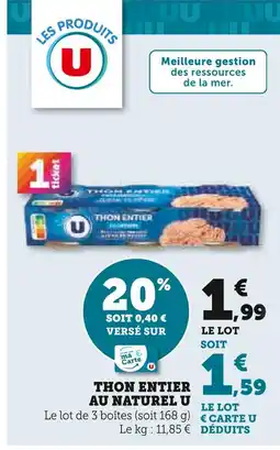 U Express U Thon Entier au Naturel offre