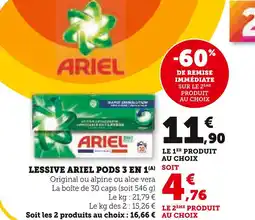 U Express Ariel Lessive Pods 3 en 1 Original offre
