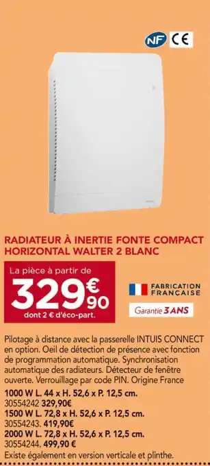Gedimat Walter Radiateur à inertie fonte compact horizontal walter blanc 2 offre