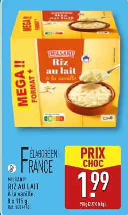 ALDI Milsani riz au lait offre