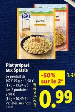 Lidl Alpen test style - plat préparé aux spätzle offre