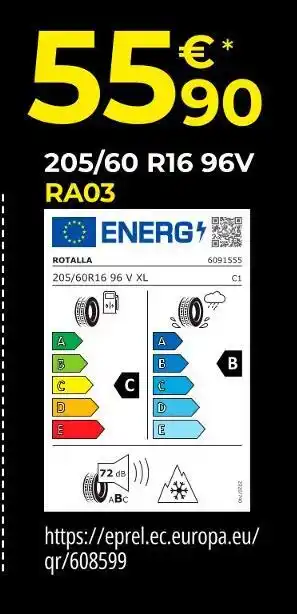 Euromaster Rotalla 205/60 R16 96V RA03 offre