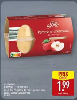 ALDI All Seasons Pomme en morceaux au sirop léger offre
