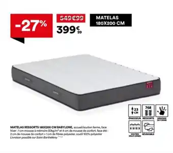 BUT Matelas ressorts 180x200 cm babylone offre