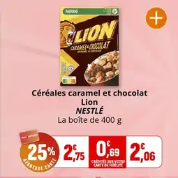 Coccinelle Supermarché NESTLÉ Céréales caramel et chocolat Lion offre