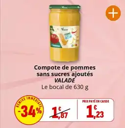 Coccinelle Supermarché VALADE Compote de pommes sans sucres ajoutés offre