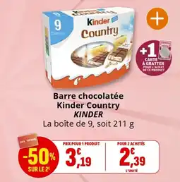 Coccinelle Supermarché KINDER Barre chocolatée Kinder Country offre