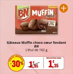 Coccinelle Supermarché BN Gâteaux Muffin choco cœur fondant offre