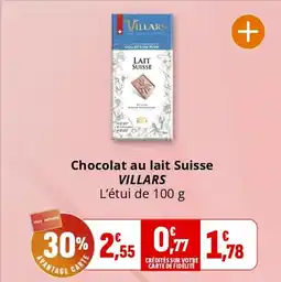 Coccinelle Supermarché VILLARS Chocolat au lait Suisse offre
