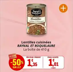 Coccinelle Supermarché RAYNAL ET ROQUELAURE Lentilles cuisinées offre