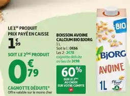 Auchan Supermarché BJORG Boisson avoine calcium bio offre