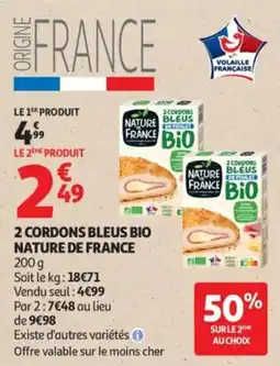 Auchan Supermarché NATURE DE FRANCE 2 cordons bleus bio offre